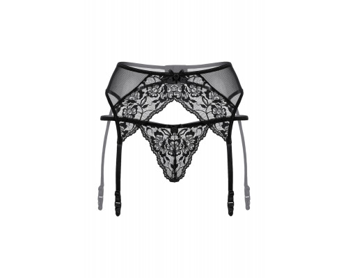 Пояс для чулок и стринги кружевные SoftLine Collection, черный, M/L