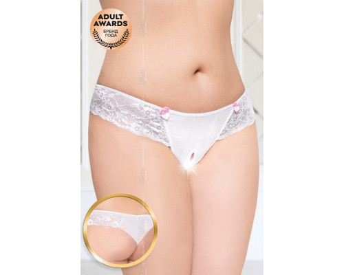 Трусики с двумя бантиками открытые SoftLine Collection, белый, XXXL