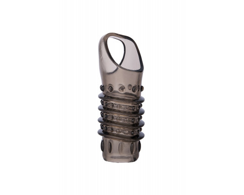 Насадка Штучки-Дрючки, для увеличения размера,TPE, черная прозрачная, 10,5 см