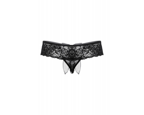 Шортики с бантиком открытые кружевные SoftLine Collection, чёрный, M/L