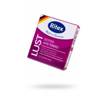 Презервативы Ritex, lust, латекс, рифленые, точечные, 19 см, 5,5 см, 3 шт.