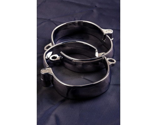 Наручники/ Оковы на ноги, TOYFA Metal, серебристые, 7,5Х9,5 см