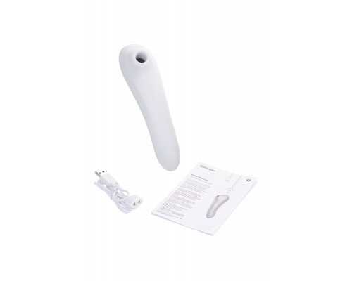 Вакуум-волновой бесконтактный стимулятор клитора Satisfyer Dual Pleasure, силикон, белый, 17,9 см.