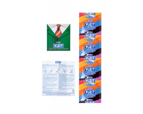 Презервативы VIZIT Color Цветные ароматизированные 3 шт, латекс, 18 см