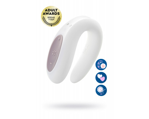 Многофункциональный стимулятор для пар Satisfyer Partner Double Joy, силикон, белый, 18 см.