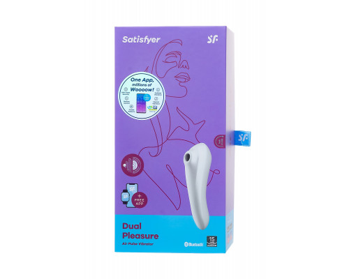 Вакуум-волновой бесконтактный стимулятор клитора Satisfyer Dual Pleasure, силикон, белый, 17,9 см.