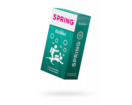 Презервативы Spring Bubbles, с точечной поверхностью, латекс, 17,5 см, 9 шт