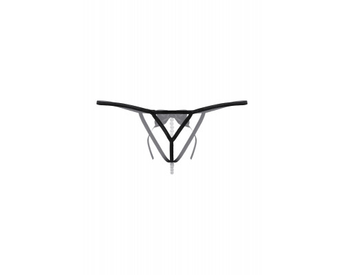 Стринги открытые с ниткой из бусин SoftLine Collection, черный, S/L