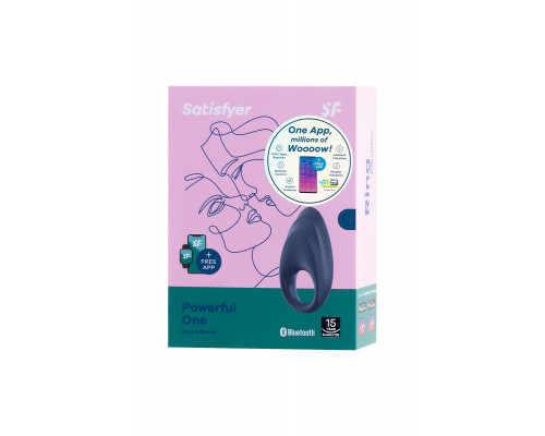 Эрекционное кольцо на пенис Satisfyer Powerful, силикон, синий, 9 см.