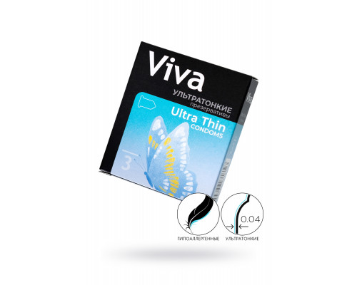 Презервативы VIVA Ультратонкие 3 шт, латекс, 18,5 см