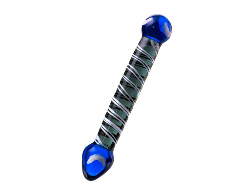 Двусторонний фаллоимитатор Sexus Glass, стекло, синий, 21 см