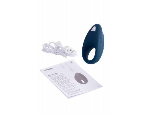 Эрекционное кольцо на пенис Satisfyer Powerful, силикон, синий, 9 см.