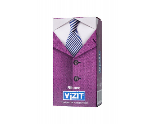 Презервативы VIZIT Ribbed Ребристые 12 шт, латекс, 18 см