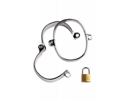 Наручники/ Оковы на ноги, TOYFA Metal, серебристые, 7,5Х9,5 см