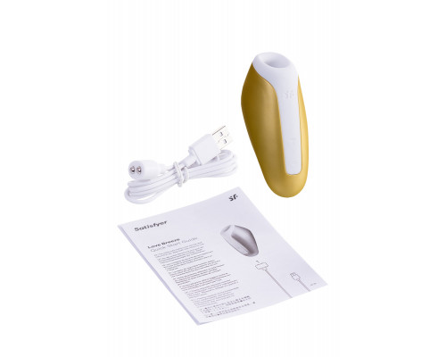 Вакуум-волновой бесконтактный стимулятор клитора Satisfyer Love Breeze, силикон, золотой, 9,5 см.