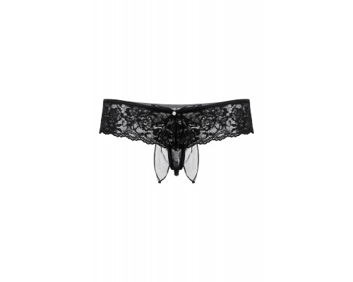 Шортики с бантиком открытые кружевные SoftLine Collection, чёрный, M/L