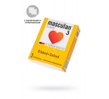 Презервативы Masculan, сlassic 3, doty, латекс, кольца, точечные, розовые, 19 см, 5,3 см, 3 шт.