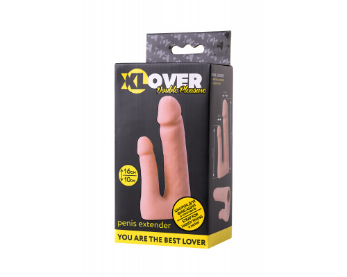 Насадка TOYFA XLover Double Pleasure  реалистичная для двойного проникновения , TPR, телесный, 19 см