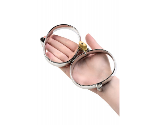Наручники/ Оковы на ноги, TOYFA Metal, серебристые, 7,5Х9,5 см