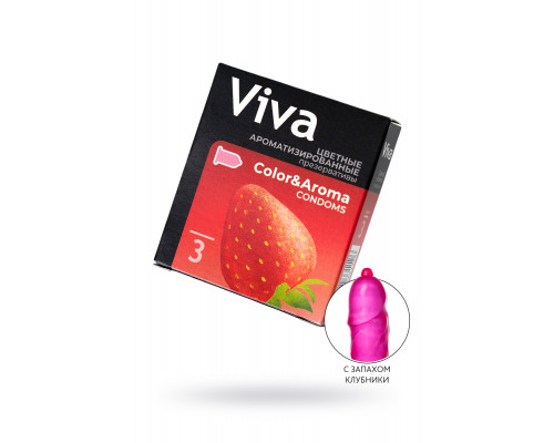 Презервативы VIVA Цветные ароматизированные 3 шт, латекс, 18,5 см