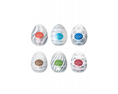 Набор нереалистичных мастурбаторо TENGA  EGG - III, TPE, белый, 6,1 см, 6 шт
