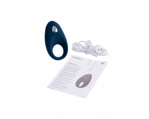 Эрекционное кольцо на пенис Satisfyer Mighty, силикон, синий, 9 см.