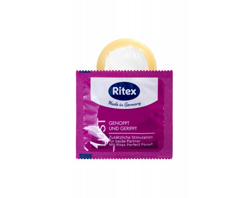 Презервативы Ritex, lust, латекс, рифленые, точечные, 19 см, 5,5 см, 3 шт.