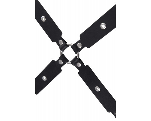 Сцепка Pecado BDSM, крестообразная с карабинами, для фиксации рук и ног, натуральная кожа, черный
