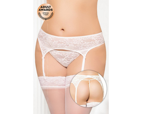 Пояс для чулок и стринги кружевные SoftLine Collection, белый, XXXL