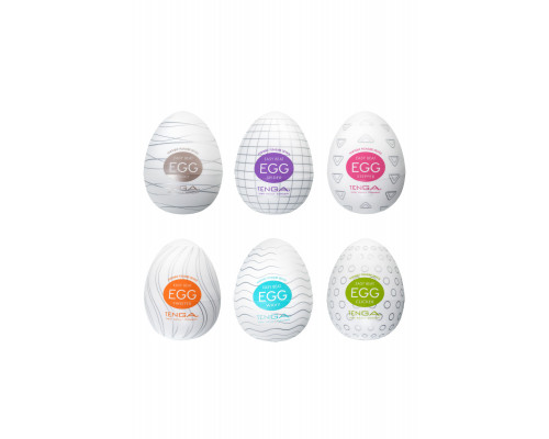 Набор нереалистиынх мастурбаторорв TENGA  EGG, TPE, белый, 6,1 см, 6 шт