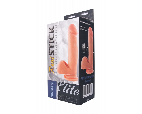 Ротатор с пультом ДУ TOYFA RealStick Elite REMOTE, TPR, перезаряжаемый, телесный, 10 режимов ротации