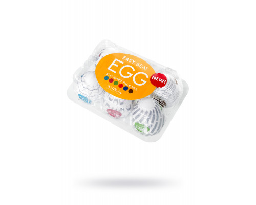 Набор нереалистичных мастурбаторо TENGA  EGG - III, TPE, белый, 6,1 см, 6 шт