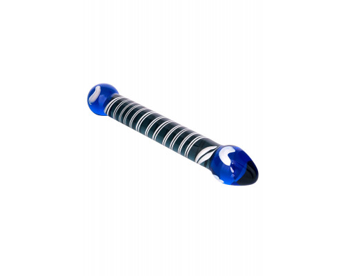 Двусторонний фаллоимитатор Sexus Glass, стекло, синий, 21 см