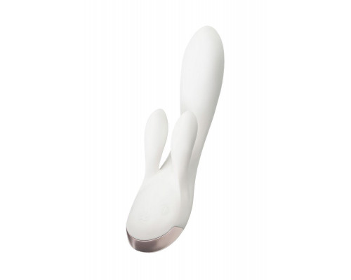 Вибратор с клиторальным стимулятором Satisfyer Double Flex Connect App, белый, силикон, 20 см