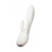 Вибратор с клиторальным стимулятором Satisfyer Double Flex Connect App, белый, силикон, 20 см