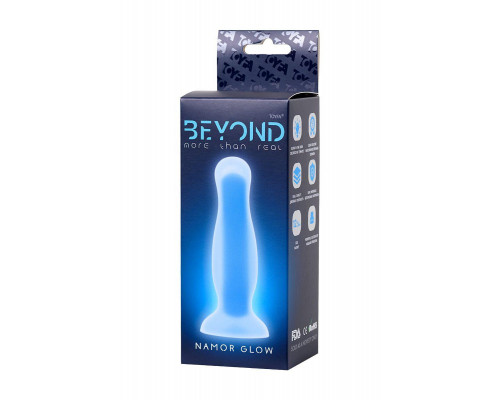 Анальная втулка, светящаяся в темноте, Beyond by Toyfa Namor Glow, силикон, синий, 12,5 см