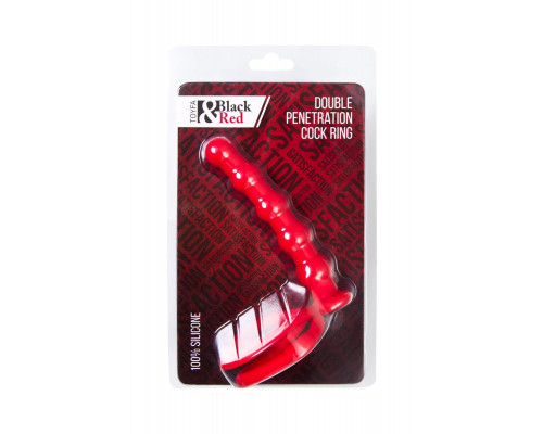 Насадка на пенис для двойного проникновения Black&Red by TOYFA, силикон, красный, 19,5 см