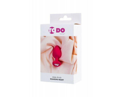 Анальная втулка ToDo by Toyfa Diamond Heart, силикон, розовый, 9,5 см, Ø 4 см
