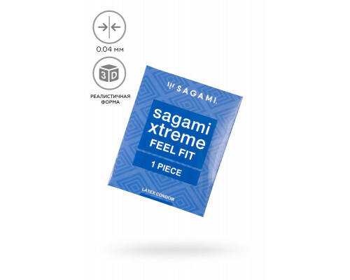 Презервативы Sagami, extreme, feel fit, гладкие, 19 см, 5,1 см, 1 шт.