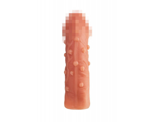 Насадка реалистичная KOKOS PENIS SLEEVE с дополнительной стимуляцией, TPE, телесная, 16.5 см