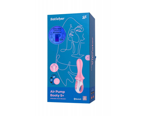 Вибратор с расширением Satisfyer Air Pump Booty 5+ Connect App, силикон, розовый, 15 см