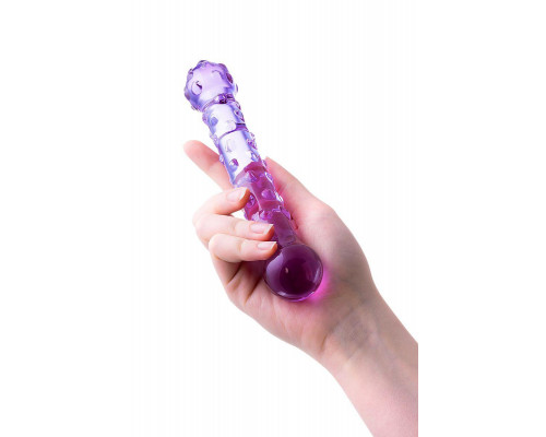 Двусторонний фаллоимитатор Sexus Glass, стекло, фиолетовый, 19,5 см