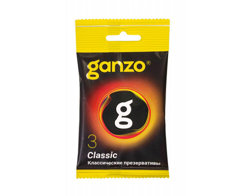 Презервативы Ganzo, classic,латекс, двойная смазка, 18,5 см, 5,2 см, 3 шт.в пакете Black Edition