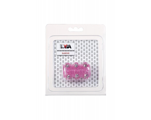 Насадка на пенис с бусинками TOYFA Basic, TPE, розовая, 5 см