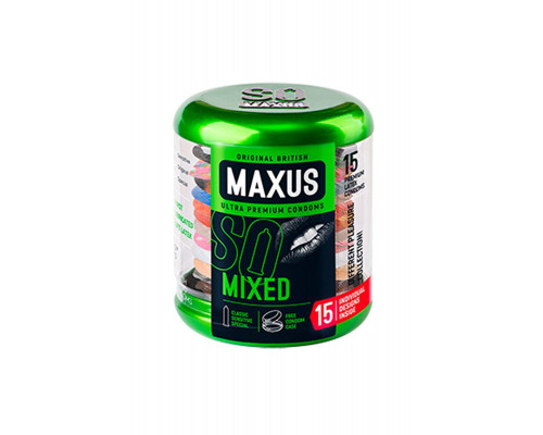 Презервативы Maxus, набор, латекс, железный кейс, 18 см, 5,3 см, 15 шт.