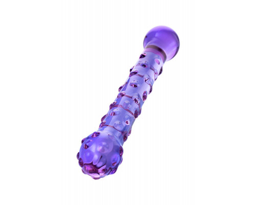 Двусторонний фаллоимитатор Sexus Glass, стекло, фиолетовый, 19,5 см