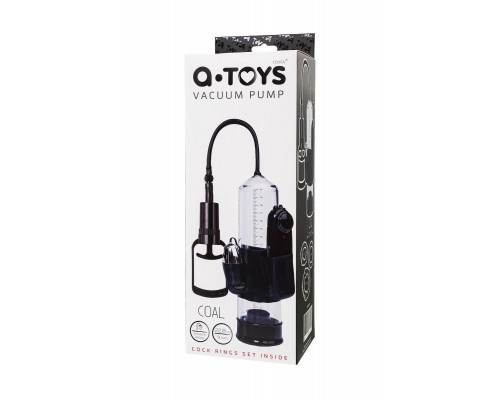 Помпа для пениса A-Toys by TOYFA Coal с вибрацией, PVC, чёрный, 22,8 см