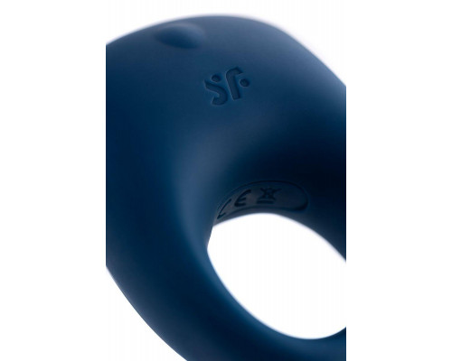 Эрекционное кольцо на пенис Satisfyer Strong One Connect App, силикон, синий, 7 см.