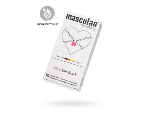 Презервативы Masculan, ultra 4, ультрапрочные, 19 см, 3,4 см, 10 шт.(Ultra Safe Black № 10)