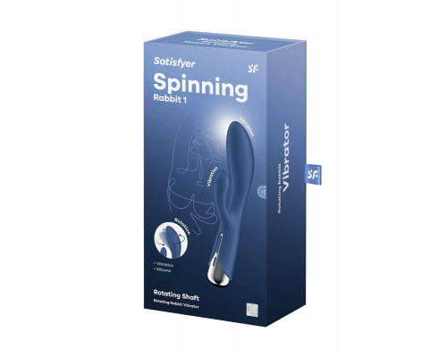 Вибратор-кролик с ротацией Satisfyer Spinning Rabbit 1, силикон, синий, 20,5 см